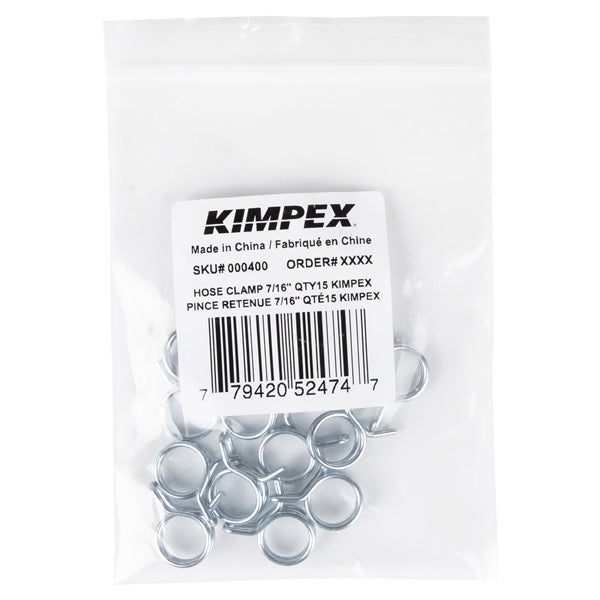 FUEL LINE HOSE CLAMP 7/16 QTY15 KIMPEX