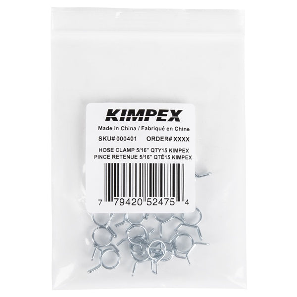 FUEL LINE HOSE CLAMP 5/16 QTY15 KIMPEX