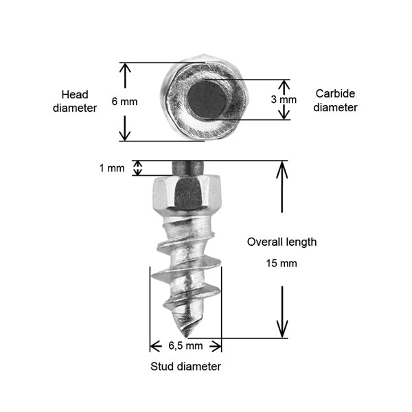 TIRE STUDS 15MM BOX OF 150