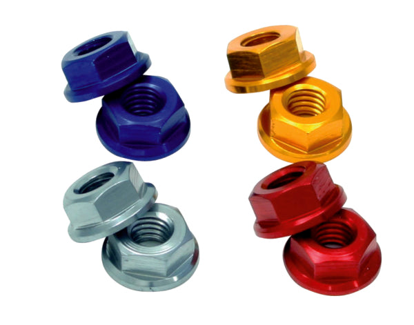 FLANGE ALU M6 NUTS RED 4PK DRCZETA
