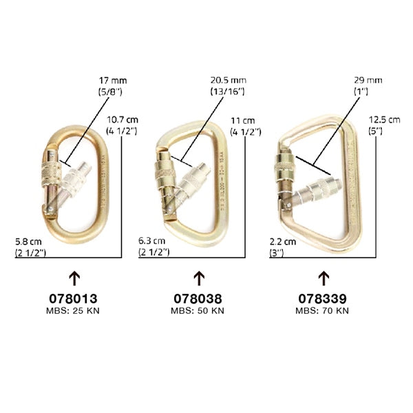 LOCKING CARABINER STEEL 70 KN