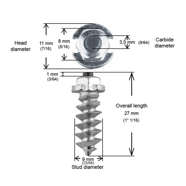 TIRE STUDS 25MM SHOULDER BOX 1000