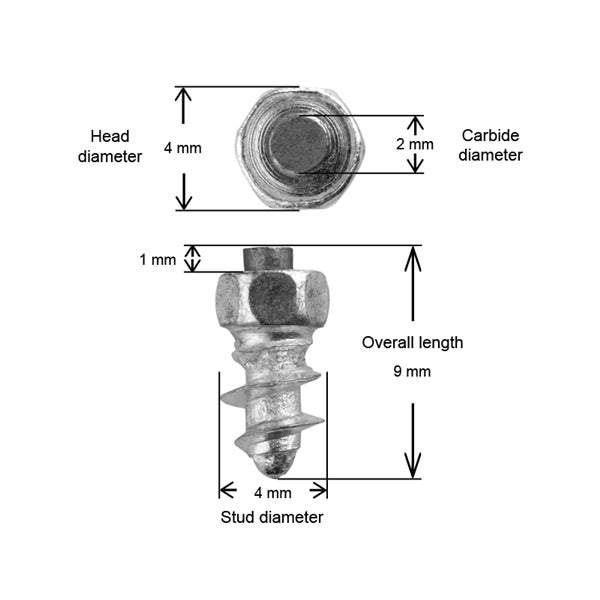 TIRE STUDS 8MM BOX 100