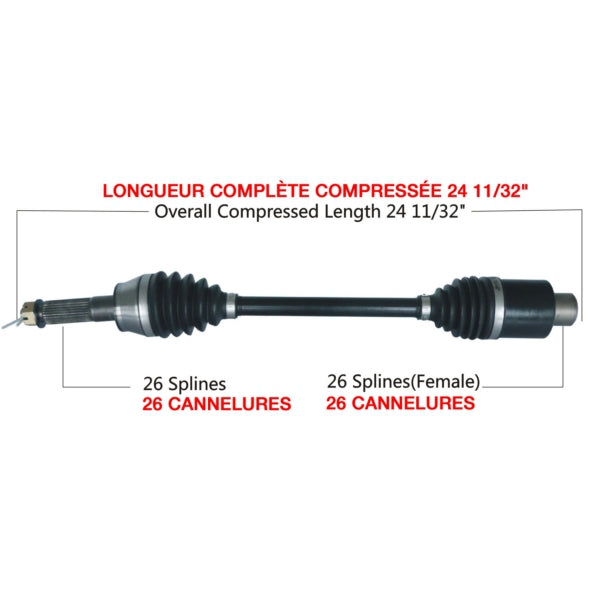 AXLE COMPL HD POL TRAKMOTIVE
