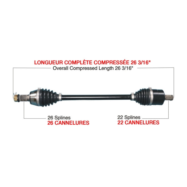 AXLE COMPL HD POL TRAKMOTIVE