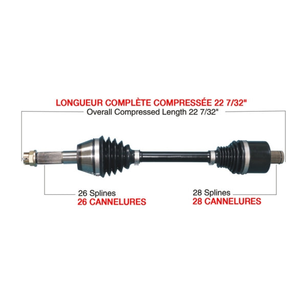 AXLE COMPL HD POL TRAKMOTIVE