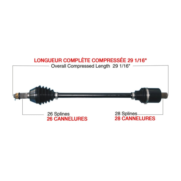 AXLE COMPL HD POL TRAKMOTIVE