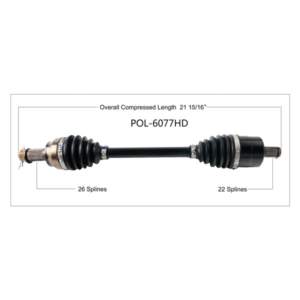 AXLE COMPL HD POL TRAKMOTIVE