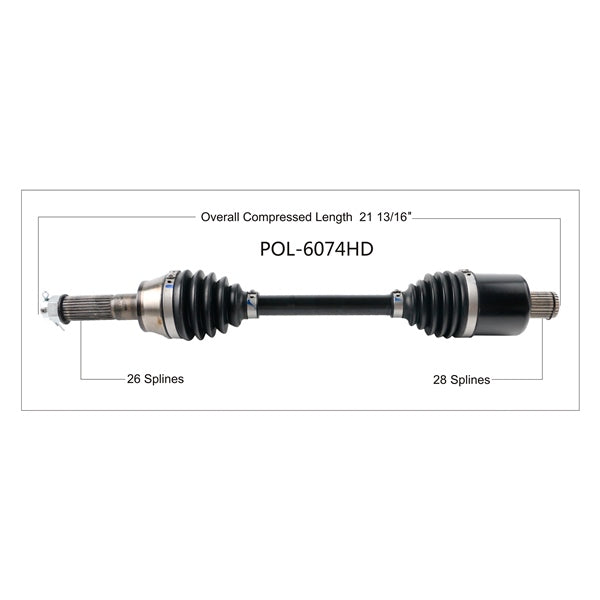 AXLE COMPL HD POL TRAKMOTIVE