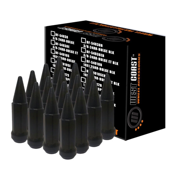 LUG NUT 3/8 SPIKE BK QTY16 WCA