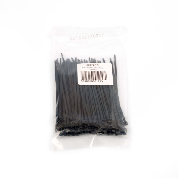 CABLE TIES 2.5X100MM BK QTY100 OXFORD