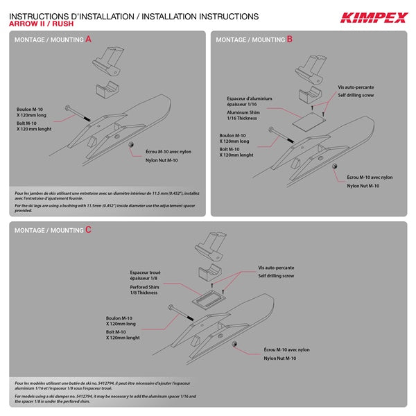 SKI ADAPTER KIT RUSH/ARROW II