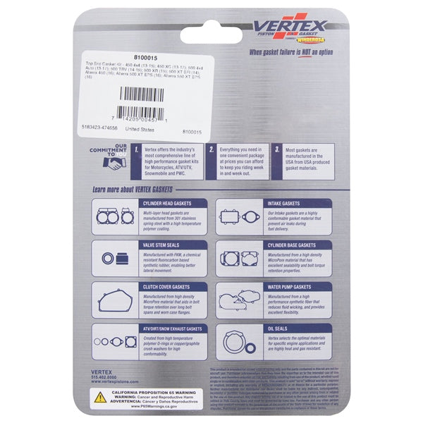 TOP END GASKET KIT A/C VERTEXWINDEROSA
