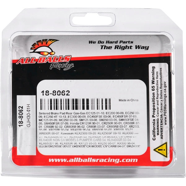 18-8062 BRAKE PAD ALL BALLS