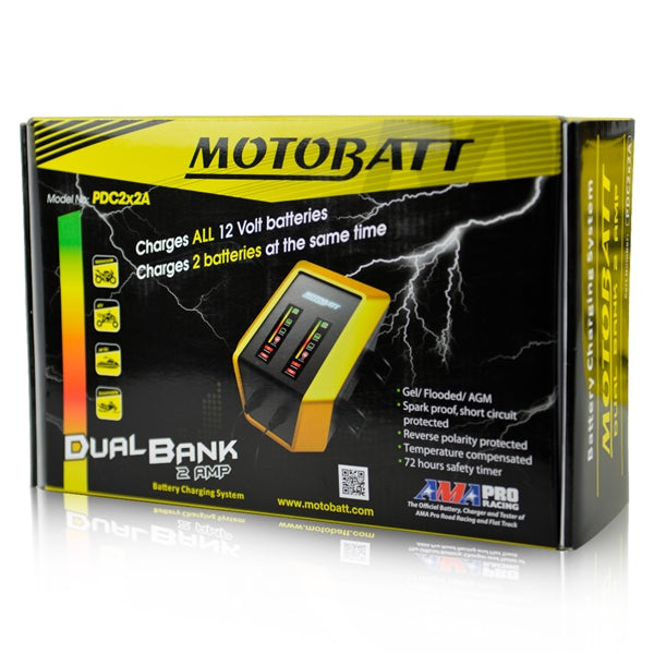 BATTERY CHARGER 2 BANK MOTOBATT