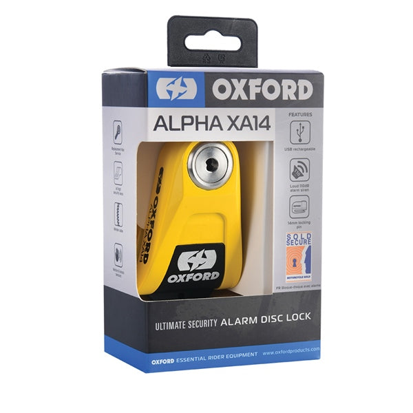 DISC LOCK ALPHA XA14 ALARM 14MM BK/YE