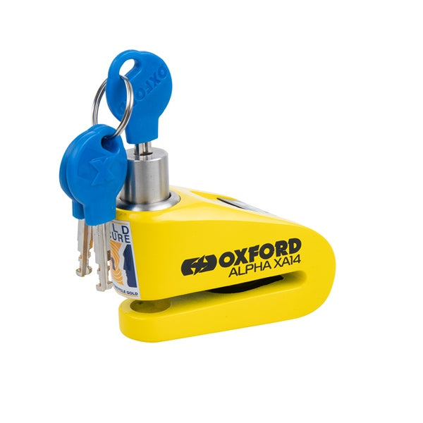 DISC LOCK ALPHA XA14 ALARM 14MM BK/YE
