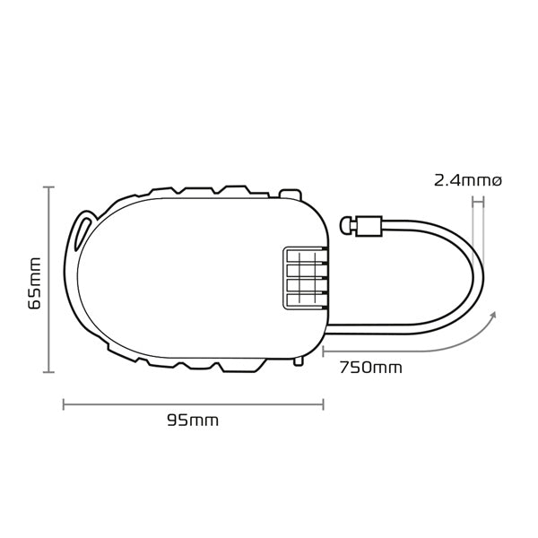 RETRACT COMBI CABLE LOCK 75CM BK