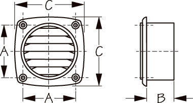 HOSE VENT BLACK 2 7/16" X 2 13/16"