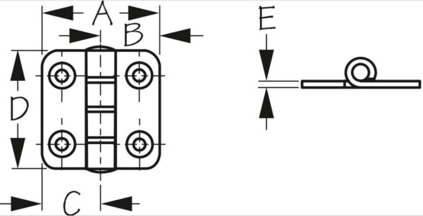BUTT HINGE S.S 1 1/4" PAIR