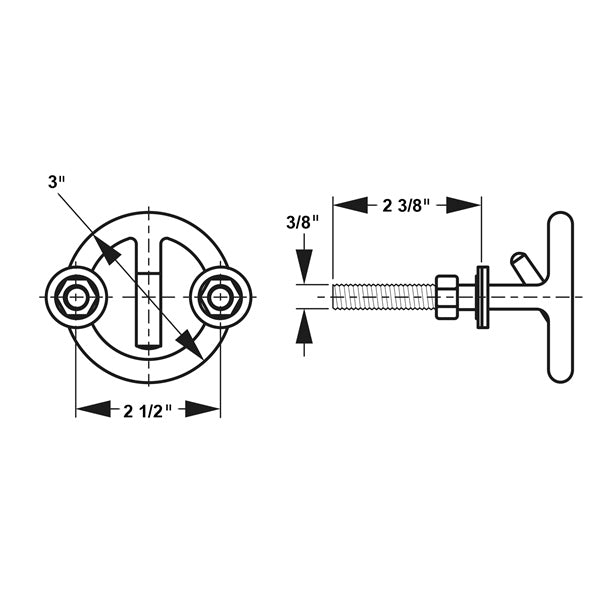TRANSOM MOUNT SKI TOW 3/8  X 3"