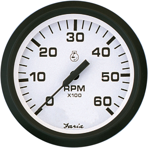 TACHOMETER EURO WHITE 0-6000