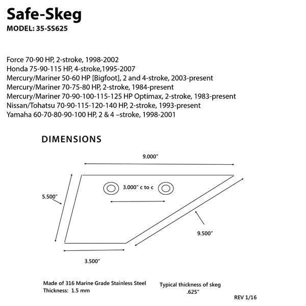 SAFE-SKEG HONDA 90 MERCURY 75