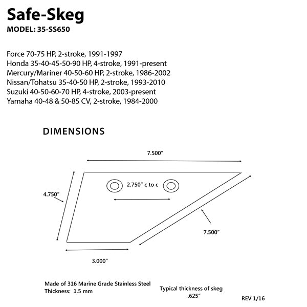 SAFE-SKEG HONDA 35, 40, 45 SUZUKI 40, 50