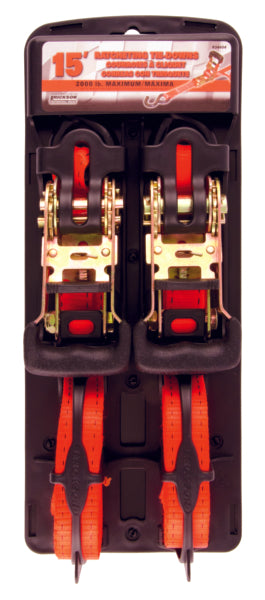 1"X15  2000LB 2PK RATCHETING TIE DOWNS