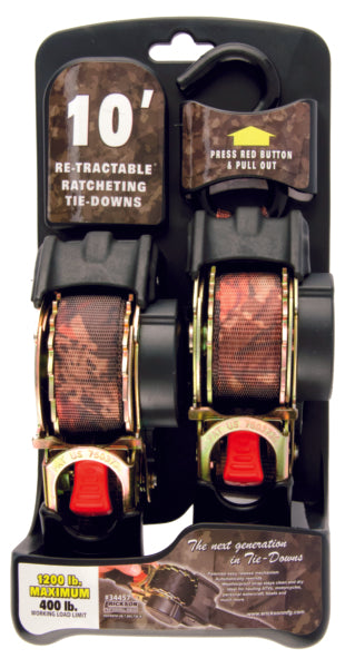 1"X10  1200LB 2PK  TIE DOWNS CAMO