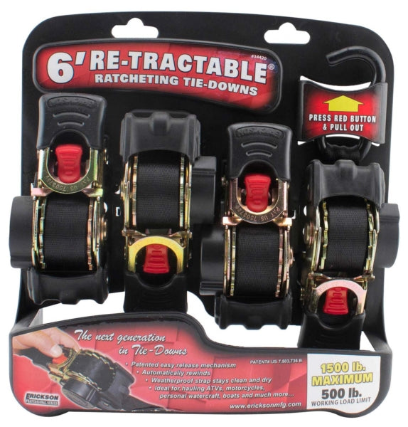 RE-TRAC TIE-DOWNS 1  X6  1500 LBS 4-PK