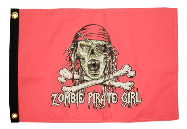PIRATE GIRL ZOMBIE NYLON FLAG 12X18