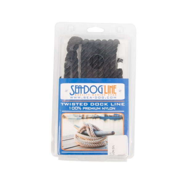 TWISTED NYLON DOCK LINE 3/8" X 10  BLACK