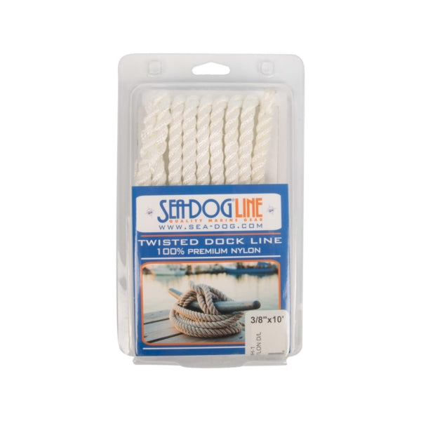 TWISTED NYLON DOCK LINE 3/8" X 10  WHITE