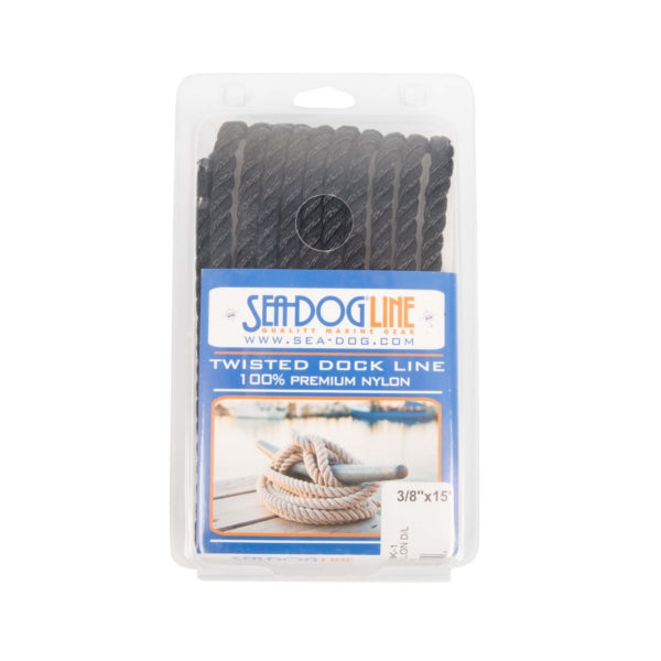 TWISTED NYLON DOCK LINE 3/8" X 15  BLACK