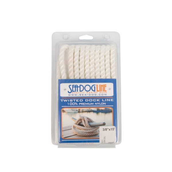 TWISTED NYLON DOCK LINE 3/8" X 15  WHITE