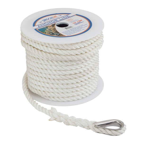 TWISTED NYLON ANCHOR LINE 1/2"X100  WH