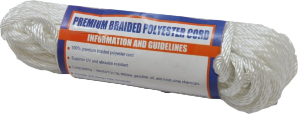 SOLID BRAID P-ESTER CORD HK 1/8"X50  WH