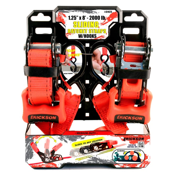 RATCHET STRAP 1.25"X8  W/HOOK ERICKSON