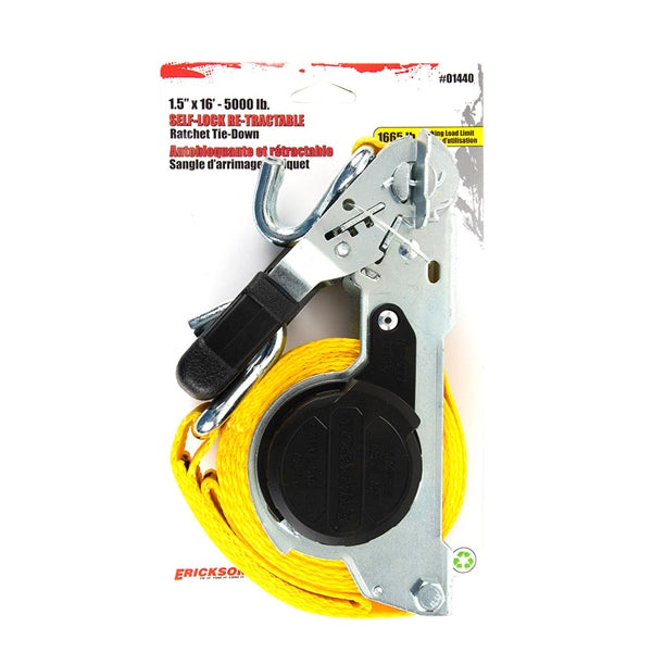 RATCHET STRAP RETRAC 1 1/2"X16  5000LB