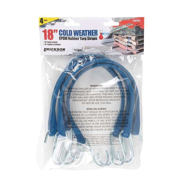 TARP STRAP RUBBER BL 18" QTY 4