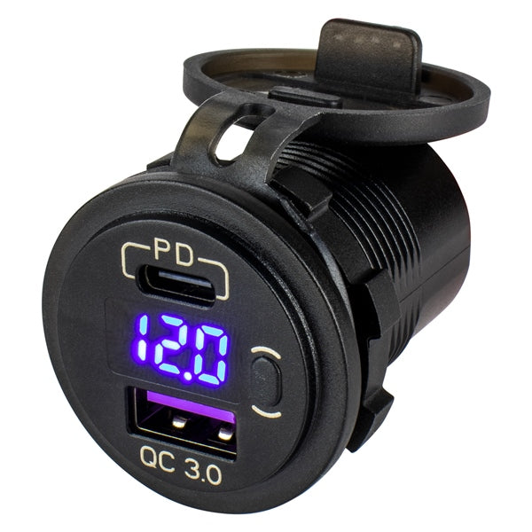 SOCKET USB/USC W/HIDDEN VOLT METER