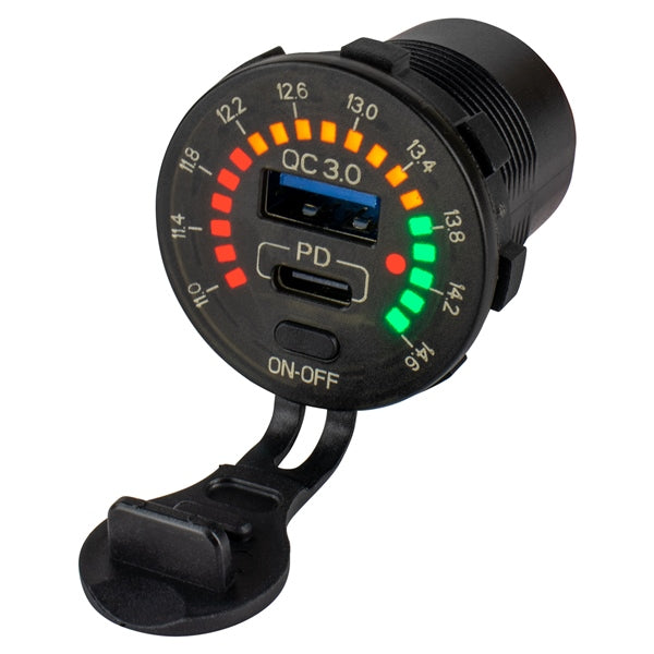 VOLTMETER W/DUAL USB PORT SEADOG