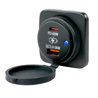 POWER SOCKET SQUARE USB 3.0/USB-C