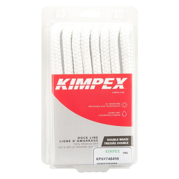 DOCK LINE 1/2"X15 DOUB BRAID NYL WH