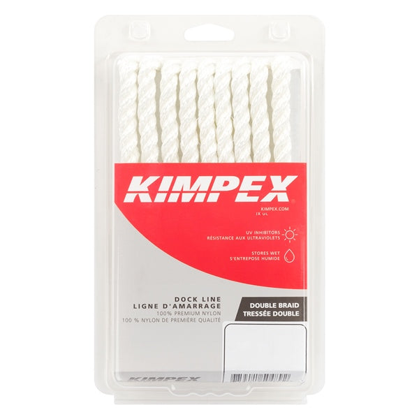 DOCK LINE 3/8"X15 3 STRAND TWIST NYL WH
