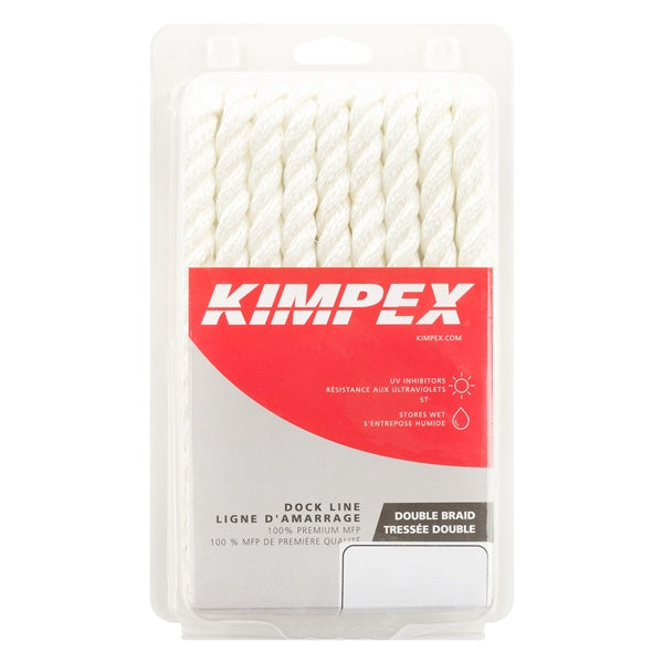 DOCK LINE 1/2"X15 3 STRAND TWIST NYL WH