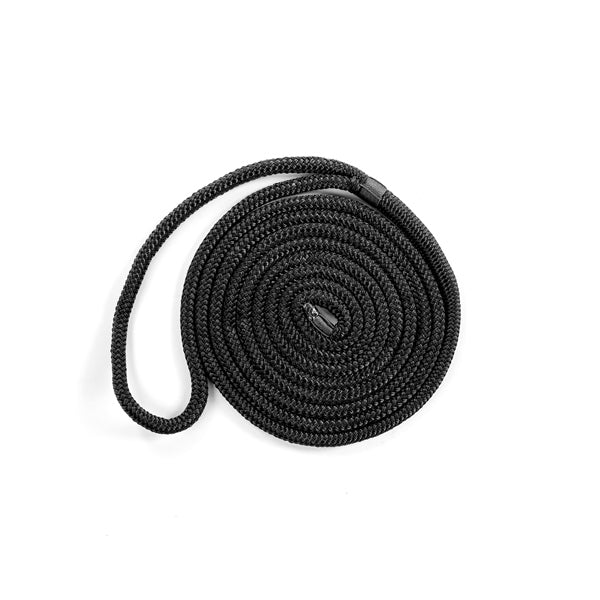 DOCK LINE 1/2"X10 DOUB BRAID NYL BK