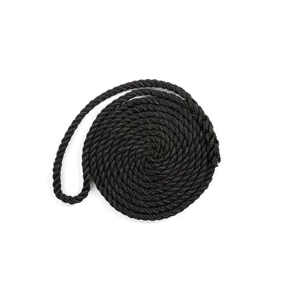 DOCK LINE 3/8"X15 3 STRAND TWIST NYL BK