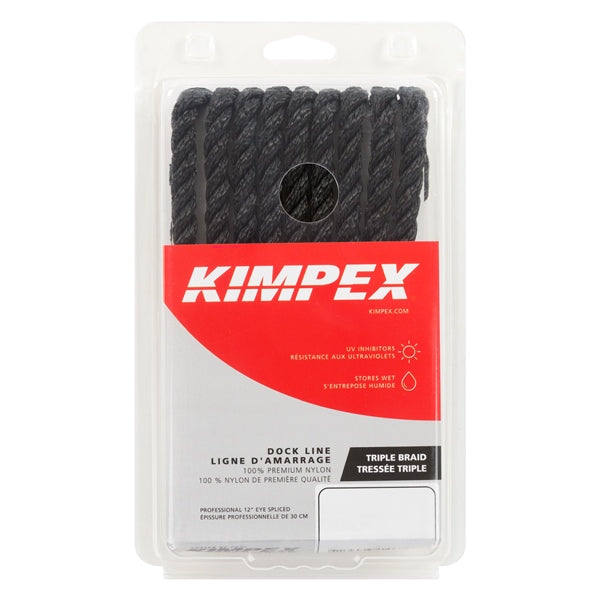 DOCK LINE 3/8"X15 3 STRAND TWIST NYL BK
